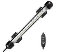 IREENUO Aquarium Light, Submersible Fish Tank Light with Auto Off Timer, Blue and White Color Changing Underwater LED Lighting for 20-40 cm Tanks