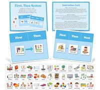 Ireer 1 Set First Then Visual Schedule for Kids 66 Communication Cards Autism Learning Materials for Special Education Classroom or at Home Kids Activity