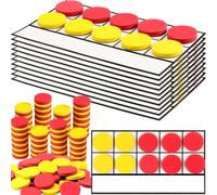 Ireer 10 Sets Bulk Magnetic Ten Frames for Classroom 100 Magnetic Math Counters and 10 Boards Kindergarten Classroom Must Haves Math Manipulatives for Home Prek Preschool Elementary(Red Yellow)