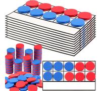 Ireer 10 Sets Bulk Magnetic Ten Frames for Classroom 100 Magnetic Math Counters and 10 Boards Kindergarten Classroom Must Haves Math Manipulatives for Home Prek Preschool Elementary(Red Blue)