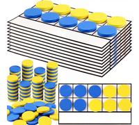 Ireer 10 Sets Bulk Magnetic Ten Frames for Classroom 100 Magnetic Math Counters and 10 Boards Kindergarten Classroom Must Haves Math Manipulatives for Home Prek Preschool Elementary(Yellow Blue)