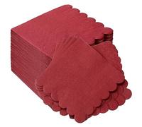 Ireer 100 Pcs Burgundy Cocktail Napkins Scalloped Edged Dessert Napkins 5 x 5 Inch Disposable Thick Paper for Wedding Tea Party Bridal Baby Shower Dinner Birthday Luncheon