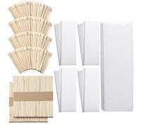 Ireer 1000 Pcs Wax Strips and Sticks Kit 500 Pcs Non Woven Waxing Strips 500 Pcs Assorted Applicator Sticks Soft Wooden Facial Body for Eyebrow Hair Removal Spa Home Women Men Leg