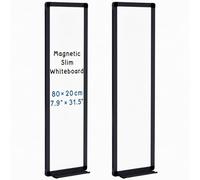 Ireer 2 Pcs Slim Whiteboard with Tray for Do List, Portable Narrow Tall Dry Erase Board for Home Office, 7.9"x 31.5" (Black)