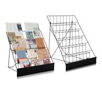 Ireer 2 Set 4 Tiered and 6 Tiered Wire Display Rack for Countertop, Book Display Rack Comic Book Magazine Newspaper Display Stand CD Greeting Card Shelf Stand Holder for Library Classroom Office