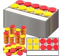 Ireer 20 Sets Bulk Magnetic Ten Frames for Classroom 200 Magnetic Math Counters and 20 Boards Kindergarten Classroom Must Haves Math Manipulatives for Home Prek Preschool Elementary(Red Yellow)