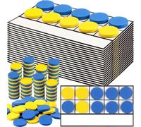 Ireer 20 Sets Bulk Magnetic Ten Frames for Classroom 200 Magnetic Math Counters and 20 Boards Kindergarten Classroom Must Haves Math Manipulatives for Home Prek Preschool Elementary(Yellow Blue)