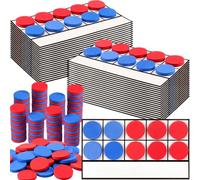 Ireer 20 Sets Bulk Magnetic Ten Frames for Classroom 200 Magnetic Math Counters and 20 Boards Kindergarten Classroom Must Haves Math Manipulatives for Home Prek Preschool Elementary(Red Blue)
