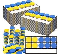 Ireer 40 Sets Bulk Magnetic Ten Frames for Classroom 400 Magnetic Math Counters and 40 Boards Kindergarten Classroom Must Haves Math Manipulatives for Home Prek Preschool Elementary(Yellow Blue)