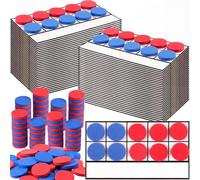 Ireer 60 Sets Bulk Magnetic Ten Frames for Classroom 600 Magnetic Math Counters and 60 Boards Kindergarten Classroom Must Haves Math Manipulatives for Home Prek Preschool Elementary(Red Blue)