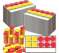 Ireer 60 Sets Bulk Magnetic Ten Frames for Classroom 600 Magnetic Math Counters and 60 Boards Kindergarten Classroom Must Haves Math Manipulatives for Home Prek Preschool Elementary(Red Yellow)