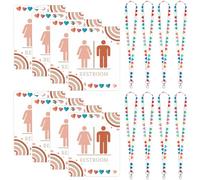 Ireer 8 Sets Bathroom Pass Restroom Passes, Unbreakable Bathroom Classroom Passes Durable Bathroom Tag with Key Holder Keychain Sign for Office Nurse Boy Girl (Rainbow Style)