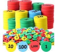 Ireer 800 Pieces Foam Place Value Disks Ones to Thousands Counting Chips for Kids Base 10 Place Value Manipulatives Educational Math Learning Tool for Teacher Supplies Elementary School