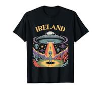 Ireland Alien UFO Abduction Retro Sci-Fi Art T-Shirt