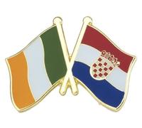 Ireland and Croatia Crossed Flags Enamel Lapel Pin - 2.4 x 1.9 cm Metal Badge - International Friendship Accessory for Jackets, Hats, Backpacks, and More