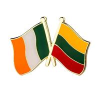 Ireland and Lithuania Crossed Flags Enamel Lapel Pin Badge 2.4 x 1.9cm Irish Tricolour and Lithuanian Flag Metal Pin for Jackets Bags Hats International Friendship Gift
