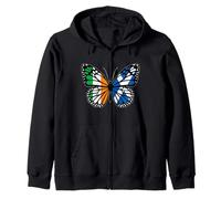Ireland and Scotland Mix Butterfly Half Irish Scottish Roots Zip Hoodie