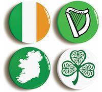 IRELAND BADGE BUTTON PIN SET (Size is 1inch/25mm diameter) ÉIRE IRISH FLAG SHAMROCK CELTIC HARP