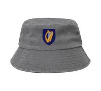 Ireland Coat of Arms Bucket Hat Ireland National Emblem Cowboy Denim Fisherman Hat Irish Sun Cap, Gray, One size