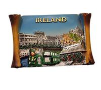 Ireland Collage Scroll Fridge Magnet - Leprechaun/Green Top Hat/Bus/Telephone Box/Dublin Castle/Record Wardrobe Tower/for Fans of Riverdance, Blarney Stone, Galway/Emerald Isle Souvenir