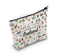 Ireland Cosmetic Bag Ireland Landmarks Gift Ireland Travel Zipper Bag Patricks Day Gift I Don't Need Therapy I just Need to go to Ireland Bag (Ireland Bag)