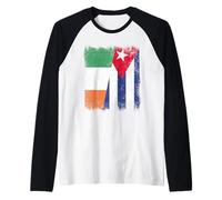 Ireland Cuba Half Flag Irish Cuban Heritage Raglan Baseball Tee