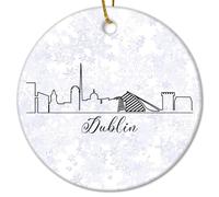 Ireland Dublin Christmas Ceramic Ornament City Landscape Silhouette Christmas Ornaments City View Scenery Funny Ornament For Xmas Party Decorations 3 IN