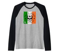 Ireland Erin Go Bragh! Skull Flag Raglan Baseball Tee