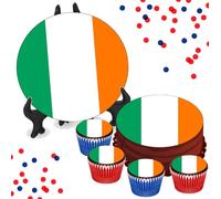Ireland Flag 8 INCH Cake or Cupcake Icing Toppers - Celebration Irish Party Cake Decorations Perfect For Brownies Cookies Muffins & More! (24 x Circle Cupcake Toppers (4cm x 4cm))