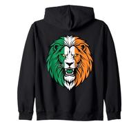 Ireland Flag Colors Lion Head Zip Hoodie