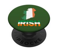 Ireland Flag Map Design, Irish Tricolor Saint Patrick's Day PopSockets Adhesive PopGrip