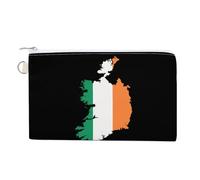 Ireland Flag Map Small Canvas Coin Purse Change Zippered Pouch Wallet Organizer Bags 7.4 X 4.6 Inch