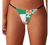 Ireland Flag Shamrock Clover G String Thong For Women Stretch T-Back Underwear Panties