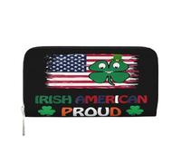 Ireland Flag St Patrick's Day American Grown Irish Roots PU Leather Wallet for Women Men Credit Card Wallet Long Clutch Purse Around Zipper Wallets