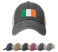 Ireland Flag Sun Hats for Men Women Flag of Ireland Cowboy Mesh Baseball Cap Irish Trucker Hat Deep Heather