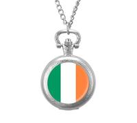 Ireland Flag Vintage Pocket Watches Roman Numerals Quaretz Watch with Chain Christmas Birthday Gifts Silver-Style