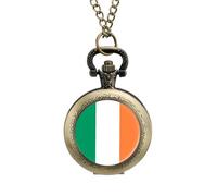 Ireland Flag Vintage Pocket Watches Roman Numerals Quaretz Watch with Chain Christmas Birthday Gifts Coppery-Style