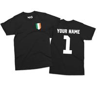 Ireland Football T-Shirt - Black - XL - Customised Name & Number 100% Cotton T-Shirt - Kids & Adults Size Irish Shirt - Custom Tee for Ireland Supporters - Personalised Gift for Football Fans