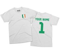 Ireland Football T-Shirt - White - L - Customised Name & Number 100% Cotton T-Shirt - Kids & Adults Size Irish Shirt - Custom Tee for Ireland Supporters - Personalised Gift for Football Fans