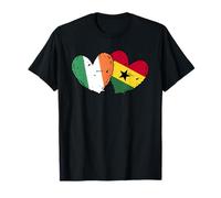 Ireland Ghana Vintage Heart Flag Irish Ghanaian Heritage T-Shirt