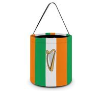 Ireland Harp Irish Flag Cute Halloween Candy Bucket Reusable Collapsible Candies Basket Fabric Tote Bags