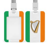 Ireland Harp Irish Flag Printed Badge Holder with Lanyard Plastic Name ID Card Cases Work Tag