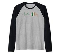 Ireland Heartbeat Flag EKG Pulse Irish Pride Raglan Baseball Tee