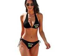 Ireland Irish Flag Green St. Patrick's Day Women's Bikini Set Two Piece Swimsuits Halter Triangle Swimwear Bathing Suit M