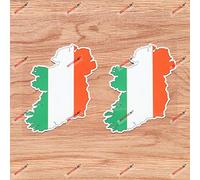 Ireland Irish Flag Map Outline Vinyl Decal Sticker- 2 Pack Glossy, 10.2cm - for Car Boat Laptop Cup