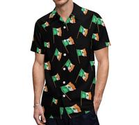 Ireland Irish Shamrock Flag Men's Button Down Shirt Casual Short Sleeve Shirts Beach Summer Shirt with Pocket