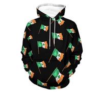 Ireland Irish Shamrock Flag Men's Sweatshirt Lightweight Pullover Hoodie with Pocket Casual Sweatshirts for Women