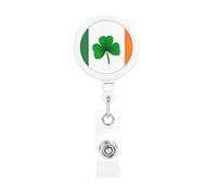 Ireland Irish Shamrock Retractable Badge Holder Reel Clip Id Card Holder forNurse Student Office Worker