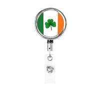 Ireland Irish Shamrock Retractable Badge Holder Reel Clip Id Card Holder forNurse Student Office Worker