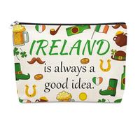 Ireland Lover Makeup Bag for Women Ireland Lover Gift for Travelers Irish Travel Accessories Christmas Vacation Gift for Traveler Women Birthday Present for Traveler Woman Friend Sister Cosmetic Bag